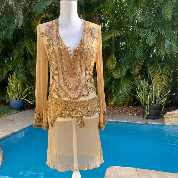 Stunning couture gold dress - Picture 5 of 11